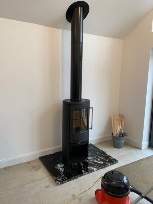 Woodburning stove fitted without a chimney