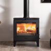 The Esse 155 woodburning stove shown in a contemporary living room with no fireplace.