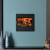A Tenbury T550 multi fuel stove inset in a duck egg painted chimney breast.