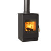 Burley Bradgate Woodburning Stove shown alight in a white room